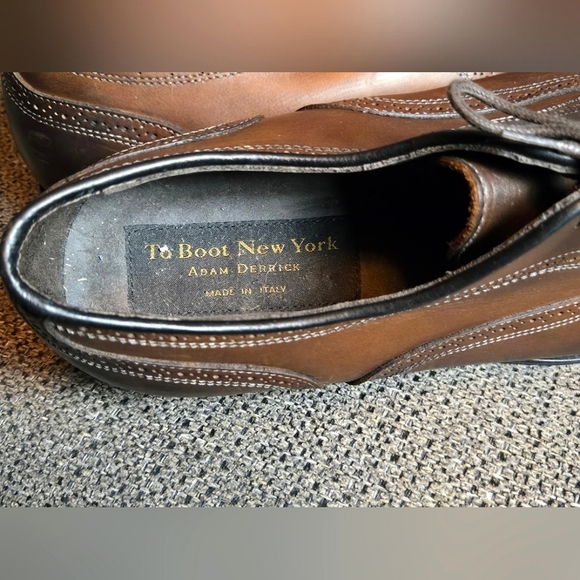 Men's To Boot Adam Derrick 2848 Leather Wingtip Cap Toe Oxford Dress Shoes, Sz 9 - Picture 7 of 8